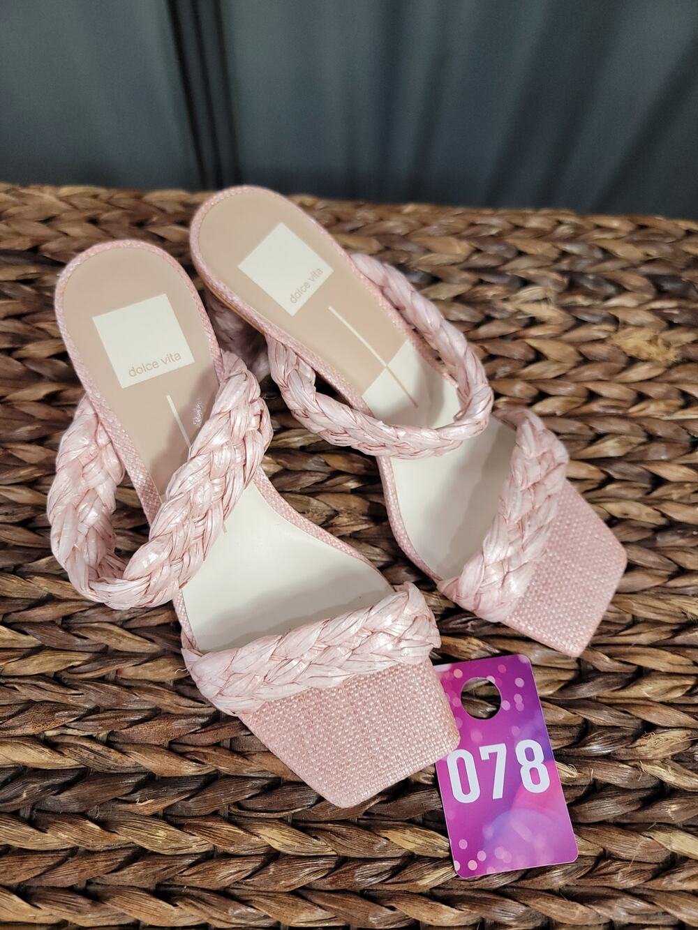 Dolce Vita Paily Women 8 Pink Raffia Braided Straps Party Preppy Strappy Sandals